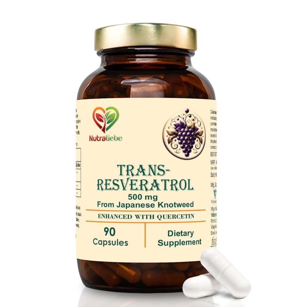 Trans-Resveratrol 500mg with Quercetin & Black Pepper - Advanced Antioxidant Support from Japanese Knotweed, 90 Capsules