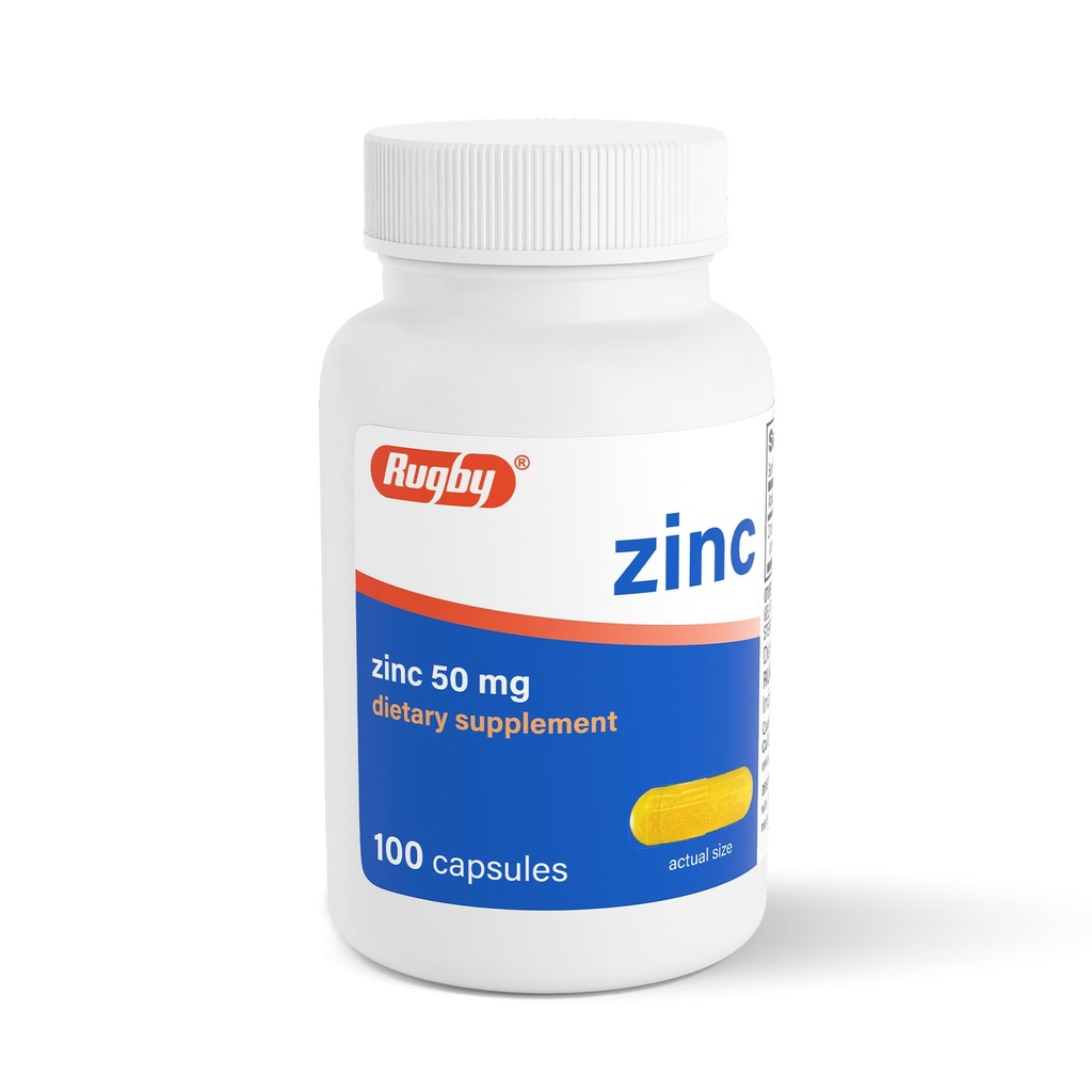 Rugby Zinc 50mg - Gluten-Free Daily Dietary Supplement for Immune Support, 100 Count