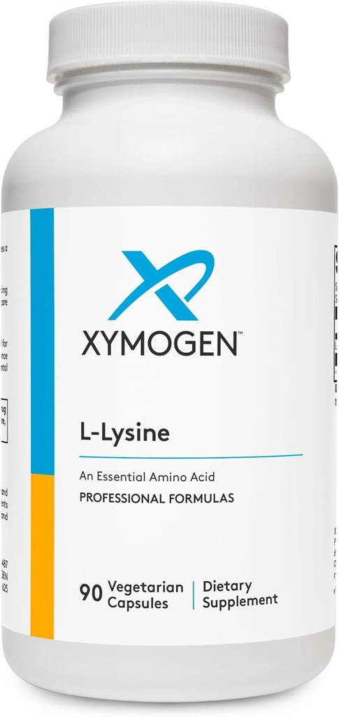 XYMOGEN L-Lysine 1000mg Capsules - Amino Acid Supplement to Support Synthesis of Collagen, Provides Balance to a High Intake of Arginine (90 Capsules)