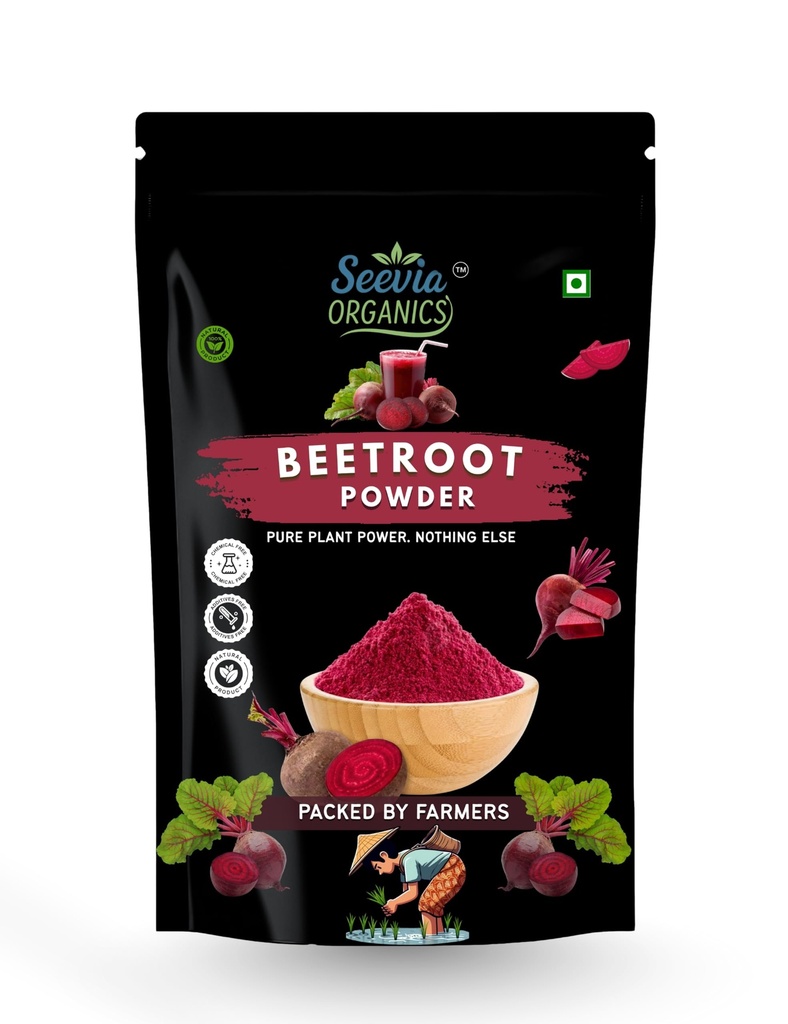 Seevia Organics Beetroot Powder 200Gm | Pure Natural Plant Based Superfood | for Immunity and Energy | Vegan No Additives | Farm Fresh Beet Root Supplement