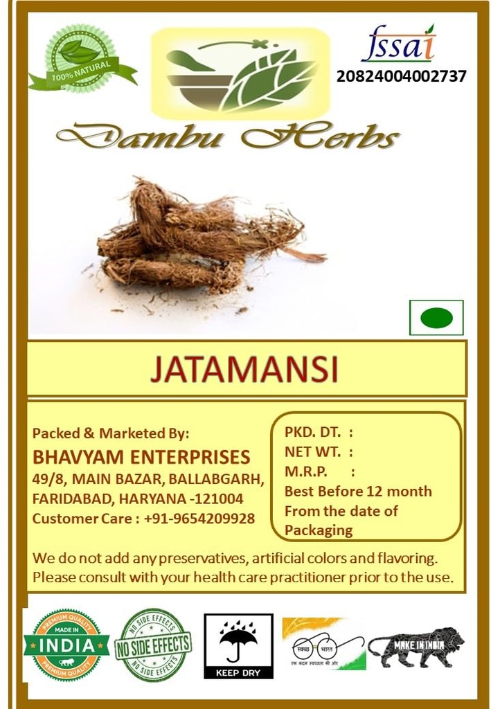 Dambu Herbs - JATAMANSI 100 Gm Nardostachys Jatamansi