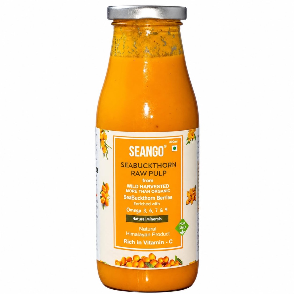 SEANGO Seabuckthorn Juice (300ml) – Natural Himalayan Sea Buckthorn Berry juice| Rich in Vitamin C,A & E also rich in Omega 3, 6, 7 & 9 | Non-GMO Health Drink