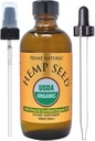 Prime Natural Organic Hemp Seed Oil 4oz - USDA Certified - Sativa Oil - Pure, Cold Pressed, Virgin, Unrefined, Vegan, Food Grade - High Omega 3 6 9 Fatty Acids - Good for Face, Body, Skin & Hair Care