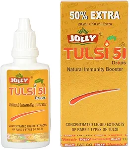 Jolly Tulsi 51 Drops 21 ML 0.71 fl. oz | Concentrated Liquid Extracts of 5 Types of Rare Tulasi Holy Basil for Refreshing Tulsi Tea