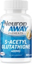 NeuropAWAY Elements S-Acetyl-Glutathione 400mg Acid Resistant Capsules 60ct (60 400mg Capsules Per Bottle) 3rd Party Tested Made in a cGMP Facility