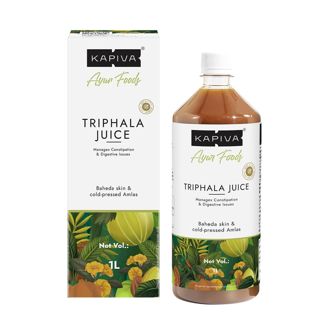 Kapiva Triphala Juice | 100% Ayurvedic | Relieves Constipation & Improves Digestion | No Added Sugar, 1L