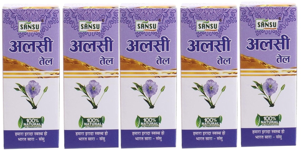 Sansu Flaxseed Oil 50ml (Pack of 5) | 100% Pure & Natural.