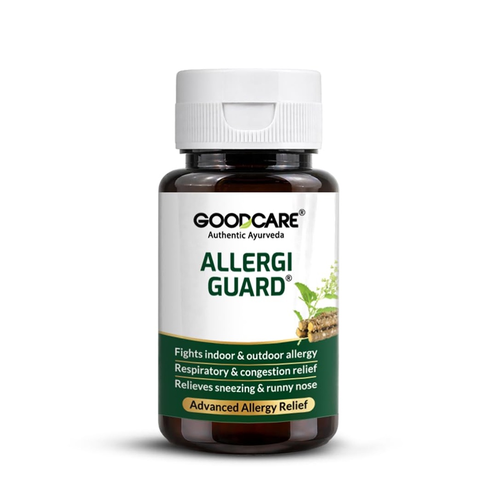 Goodcare Allergy Guard 60 Caps | With Ayurvedic Herbs Guduchi, Neem, Tulsi, Haldi & Haritaki | Relief from Dust, Pollen & Seasonal Allergies | Supports Immunity & Respiratory Health