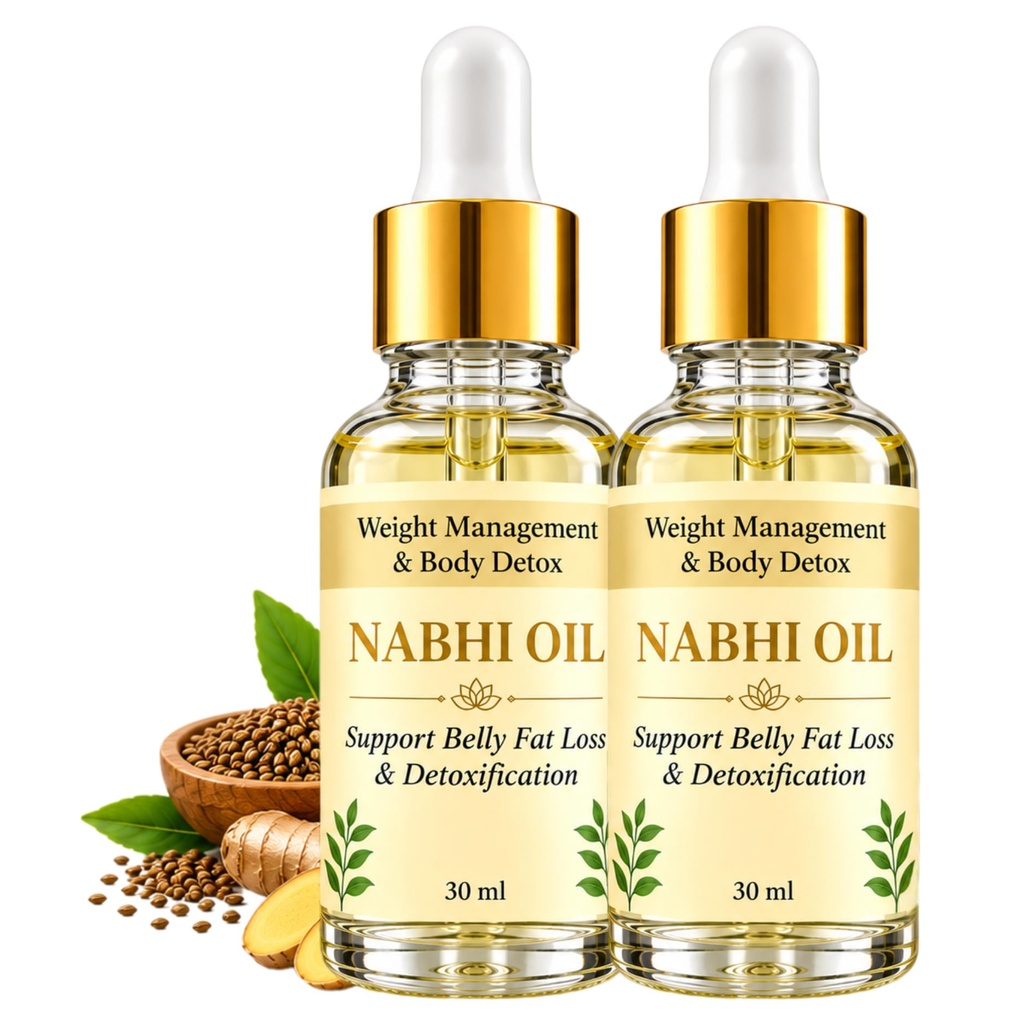 Nabhi Oil for Weight Management & Body Detox 30ml | Ayurvedic Herbal Belly Button Oil | Supports Digestive Wellness, Metabolism Balance, Relaxation & Daily Self-Care for Men & Women, 30 ML, PACK 2