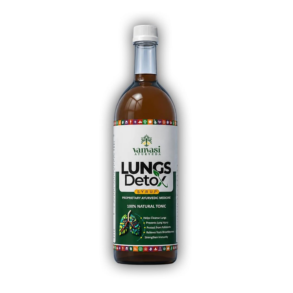 Lungs Detox Syrup for Smokers | Ayurvedic Lung Cleanse Supplement | Supports Respiratory Health, Clears Toxins, Enhances Lung Function & Immunity - 500ml