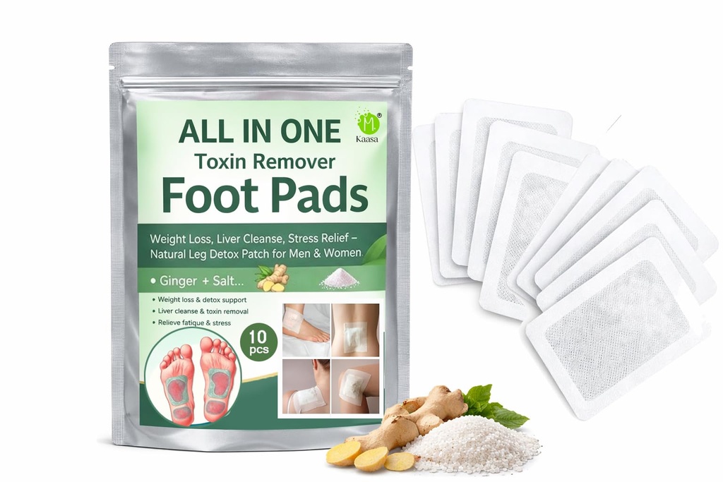 Detox Foot Patches, Toxin Remover Foot Pads (10 pcs) for Weight loss, Liver Cleanse, Stress Relief – Natural Leg Herbal And Gentle Ingredient for Men & Women Ginger + Salt, ( PACK 1) Natural Ingredients for Sleep Aid Pain Relief Toxin Removal with Bamboo Vinegar