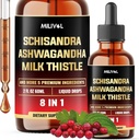 8in1 Schisandra Berry Drops with Milk Thistle, Ashwagandha, Rhodiola Rosea, Holy Basil, Artichoke, Dandelion Root & Turmeric Curcumin - 2 Fl Oz for 2 Month Supply