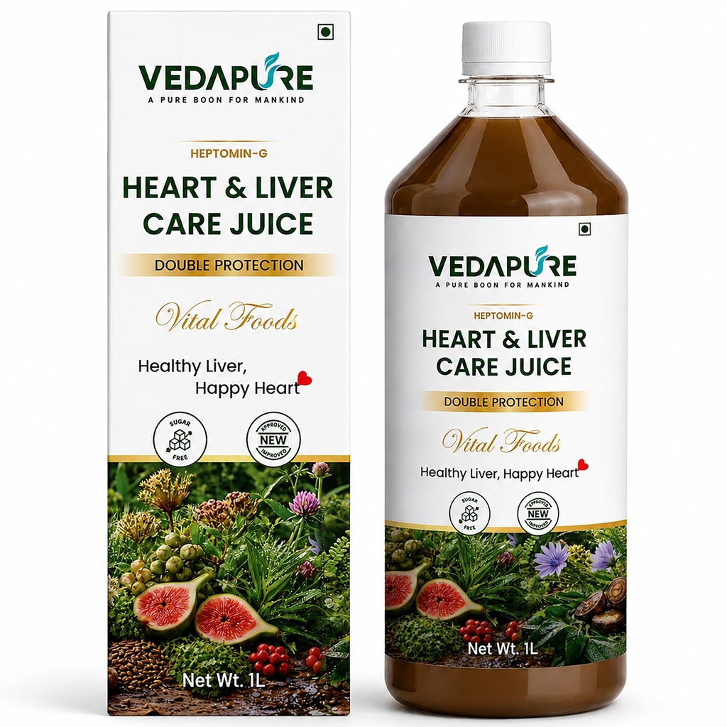 Vedapure Heart & Liver Care Juice 1 Litre | Herbal Liver Detox Supplement