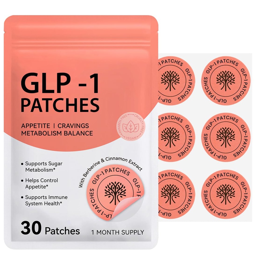 GLP-1 Support Wellness Patches – 30 Daily Use Skin Patches for Metabolism Balance, Appetite Support & Energy Wellness – Easy Adhesive Patch for Men & Women Lifestyle Support