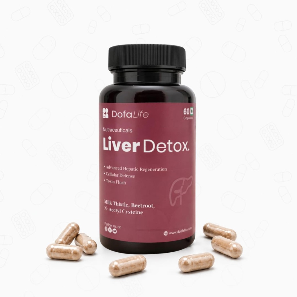 DofaLife Liver Detox Supplement Milk Thistle with N-Acetyl Cysteine 900 mg | Natural Body Detox & Digestive Enzymes - Fatty Liver Care | Natural Detoxification Formula - 60 Veg Capsules