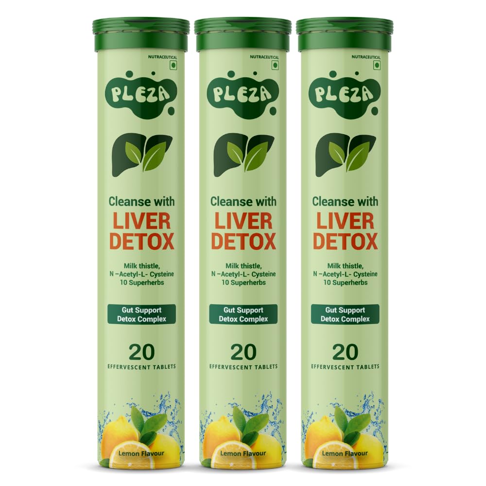 Liver Detox Effervescent 60 Tablets for Men & Woman | 250mg Milk Thistle, 600mg NAC, Turmeric & 10 Superherbs with Vitamin C | Plant-Based Supplement for Liver Cleanse, Gut Health & Toxin Flush | Vegan, No Sugar, Lemon Flavor (Pack of 3)