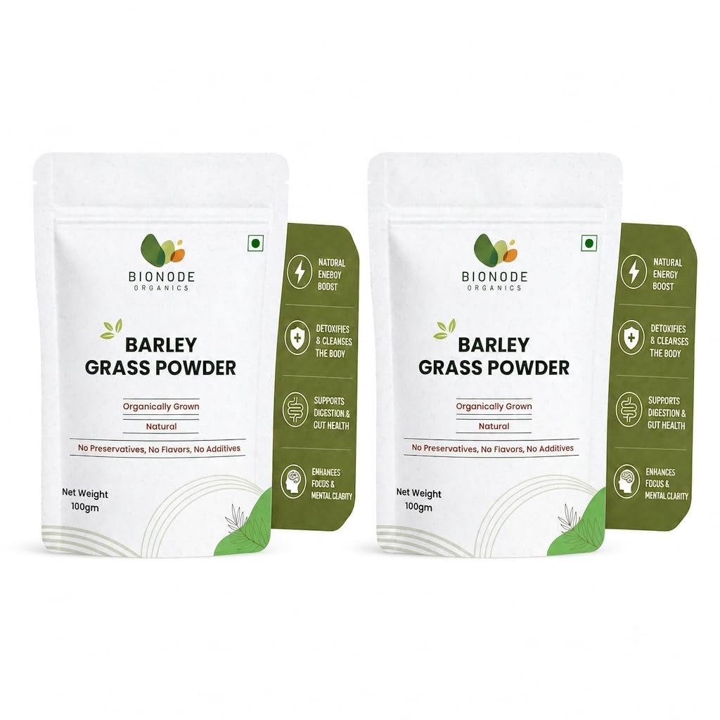 Certified Organic Barley Grass Powder, 200gm | Energy Boost | Skin Health | Weight Management | Barley Grass Green Juice Powder | Super Green Powder(100gm,each pack of 2)