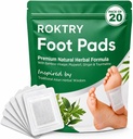 ROKTRY [20 Pack] Natural Bamboo Vinegar Detox Foot Pads –Deep Cleansing Herbal Patches for Stress Relief & Better Sleep –Organic Ginger Foot Patches for Pain Relief,Energy Boost & Body Detoxification