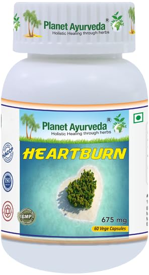 Natural Supplement for Heart Burn- Natural Acidity Support - 60 Veg Capsules - Plant-Based Cooling Formula for Pitta Balance, Gastritis, and Indigestion Relief