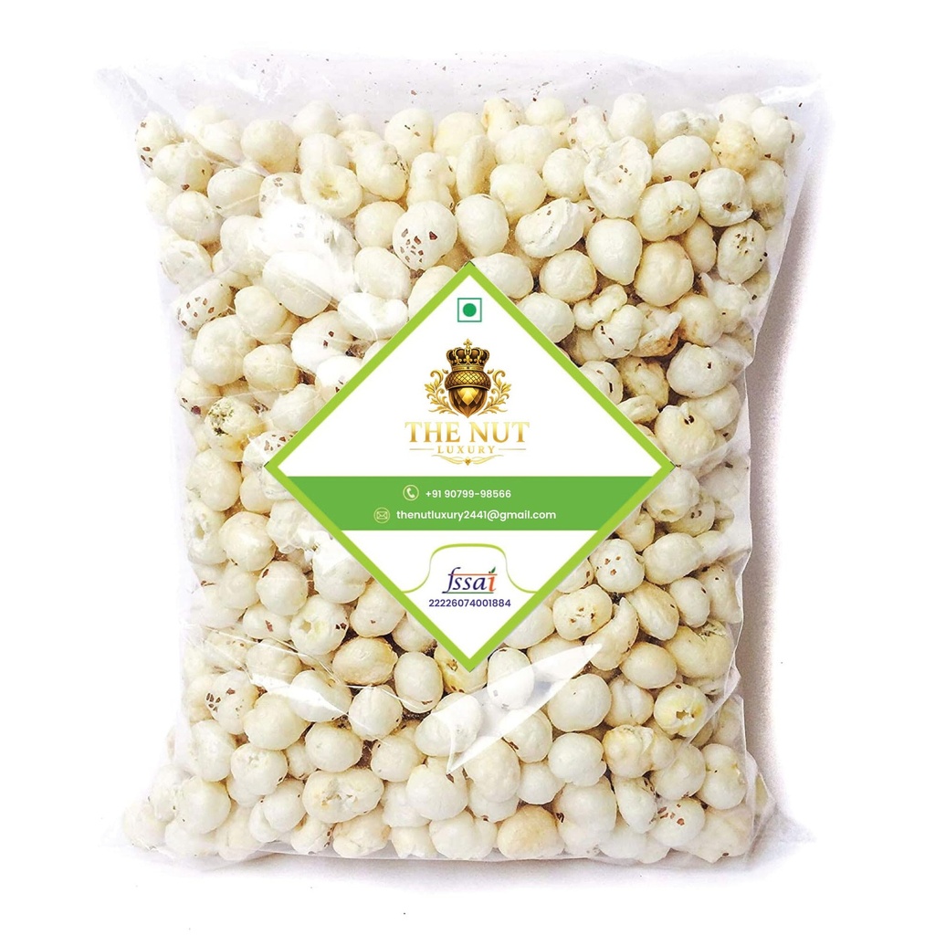 THE NUT LUXURY Plain Phool Makhana 1 kg || Big Size Phool Makhana/Handpicked Lotus Puffed Snacks || Rich in Calcium & Maintains Weight || Fit for Fasting