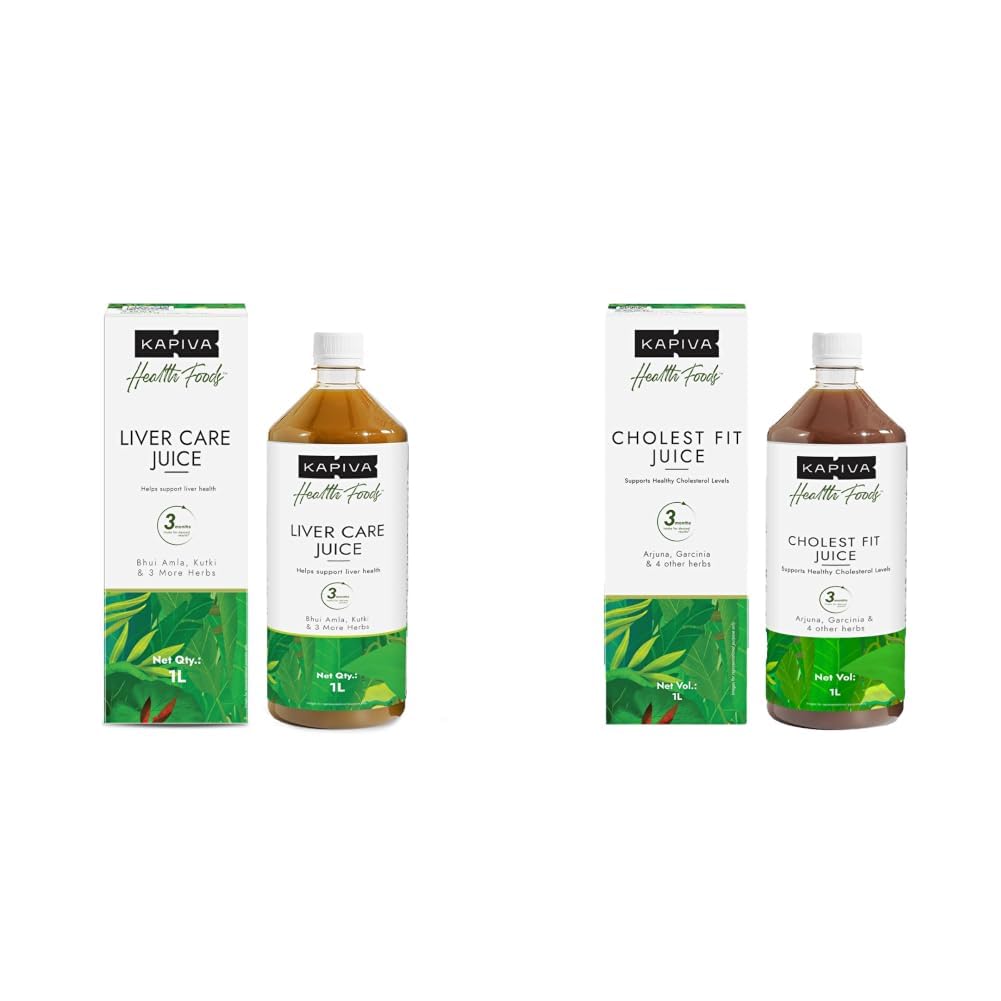 Kapiva Liver Care Juice (1L) | Anti-oxidant Rich Supplement With 5 Ayurvedic Herbs | Supports Fatty Liver Management & Detox & Cholest Fit Juice | Modern Ayurvedic Cholesterol Care | 1000 ML X 1 Month