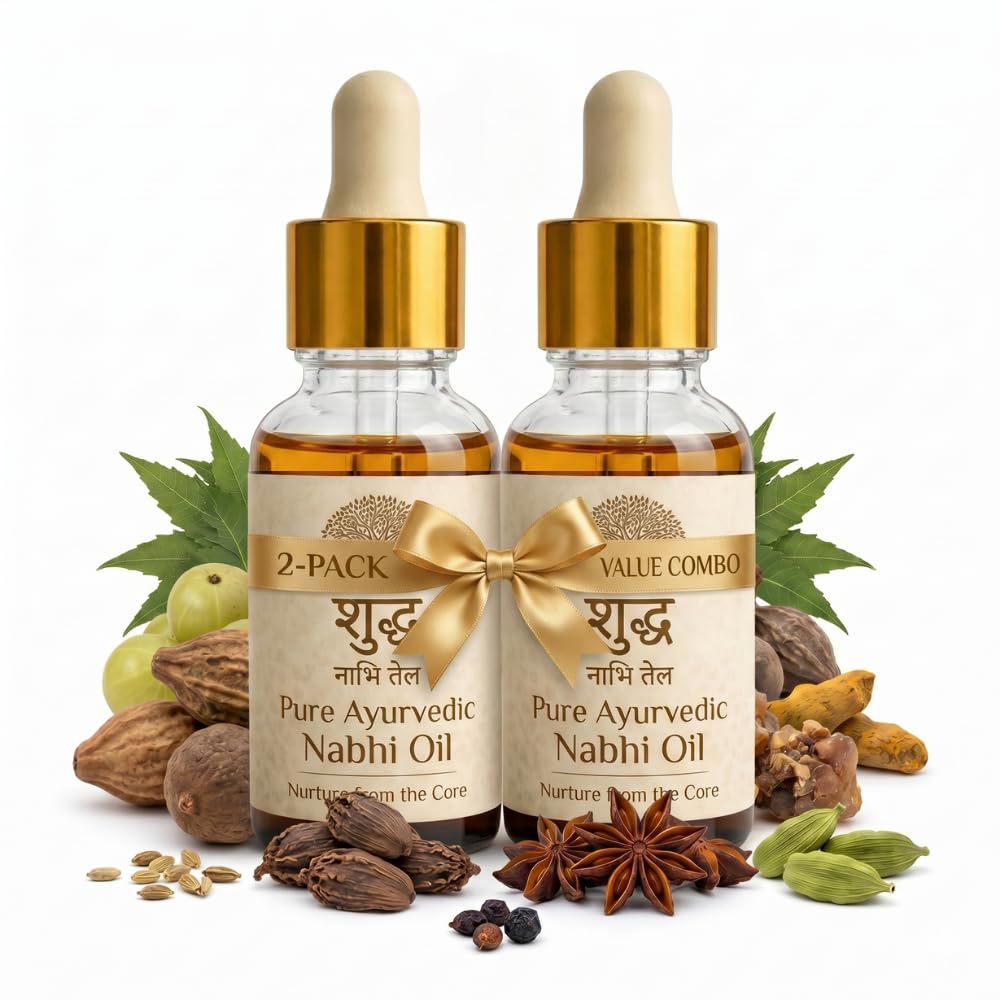 Ayurvedic Fat Burner & Weight Management Nabhi Oil 30ml | Belly Button Oil for Skin Tightening, Improved Metabolism, Deep Sleep, Gut Health & Detox Routine with Herbal Ingredients (COMBO (60 ML))