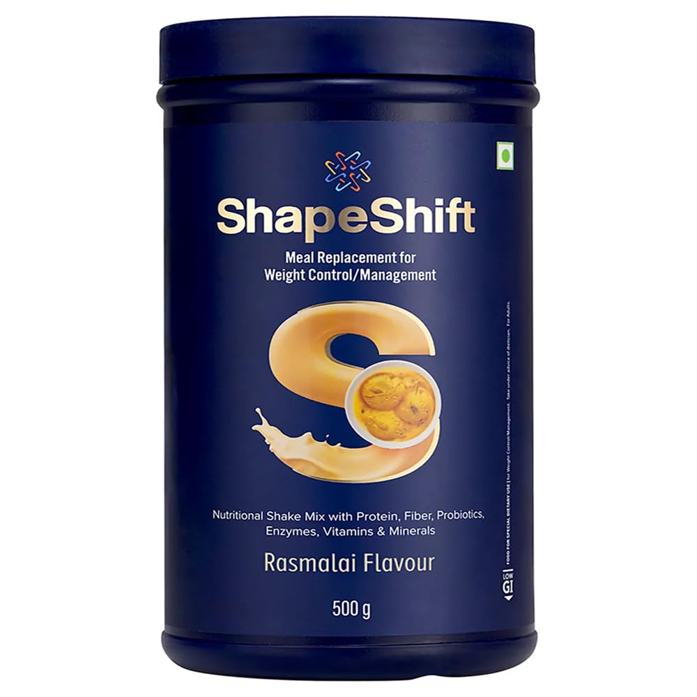 ShapeShift Meal Replacement Shake, Rasmalai Flavour, with Protein, Fibre, Probiotics, Enzymes, Vitamins and Minerals, 500 g