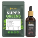 HEALEO Kidney & Daily Greens Wellness Combo | Kidney & Gallbladder Support Drops with Chanca Piedra, ACV, Ginger & Dandelion Root + Super Greens Powder with 40 Plant-Based Ingredients | Supports Urina
