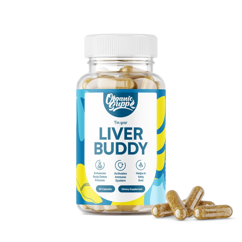 Organic Supp Liver Buddy – Powerful Liver Detox & Support | Helps Cleanse, Strengthen & Improve Liver Function | 16 Pure Ayurvedic Herbs Formula | 60 Capsules (Pack of 1)