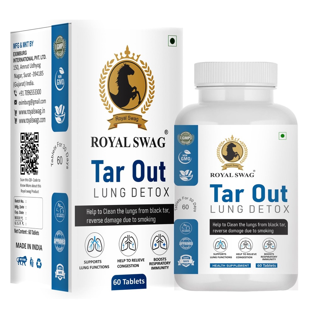 ROYAL SWAG Ayurveda Tar Out Syrup Lungs Detox Pack of 4(200 ml) Sugar Free Removes Tar from Lungs due to for smoke & Air Pollution - Herbal Syrup To Remove Toxins From Lung & Mucus Remover | 800 ml