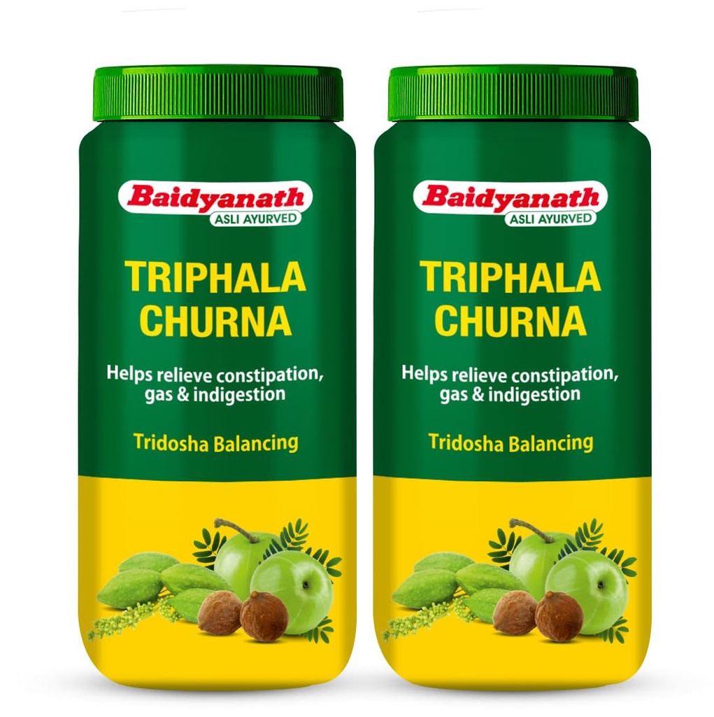 Baidyanath Triphala Churna | Helps Relieve Constipation | Quick Acidity & Gas Relief | Enriched With Amla - 500Gms (Pack Of 2)