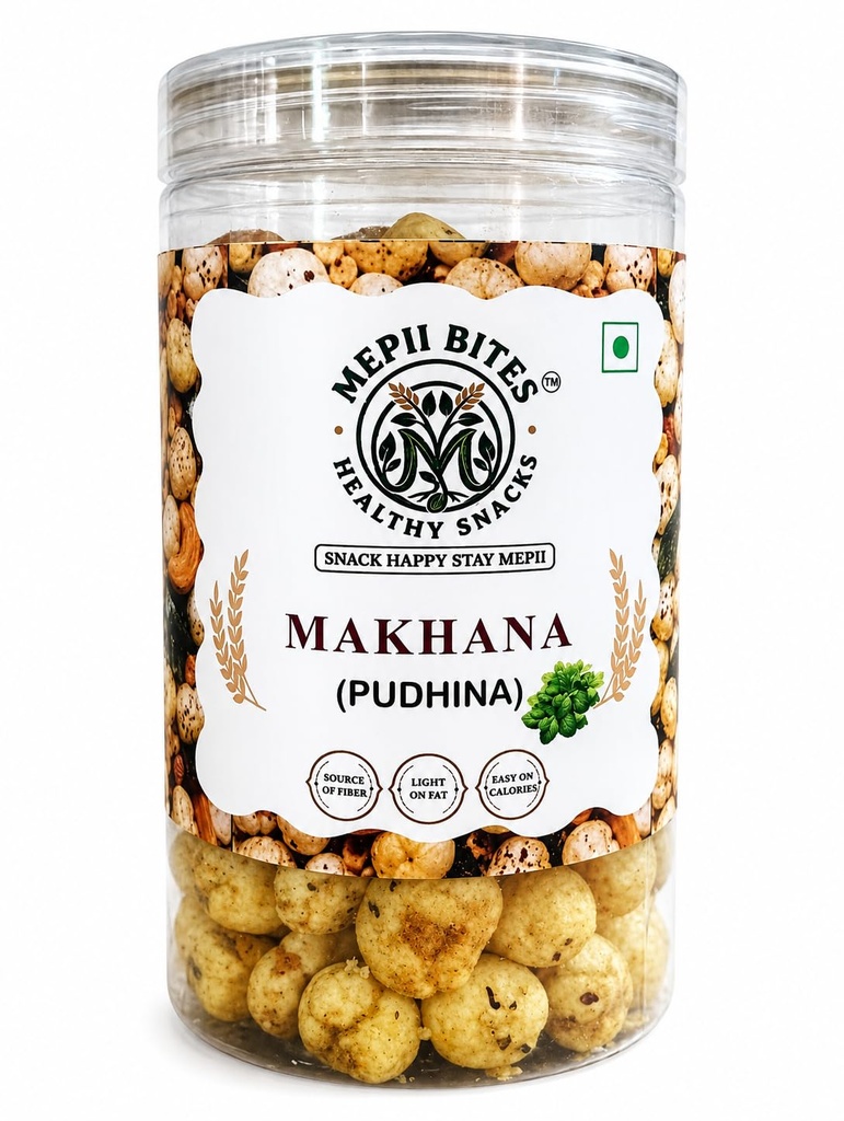 Mepii Bites Makhana Pudhina | Refreshing Mint Crunch Snack | 80g