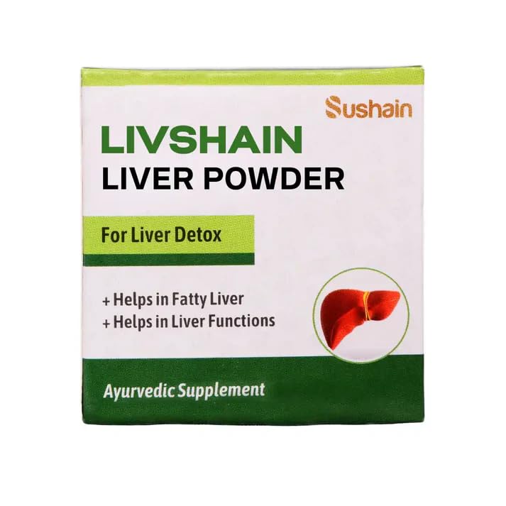 Sushain Livshain DS Liver Detox Powder | Ayurvedic Liver Support for Fatty Liver & Digestion | Herbal Liver Care with Kalmegh, Tulsi & Guduchi (Pack of 2(28 Sachet))