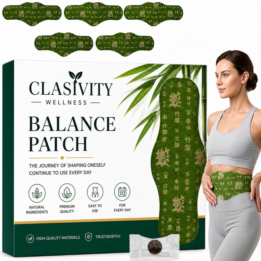 Herbal Balance Patch, Plant-Based Ingredients, Comfortable Adhesive Design, Balance Belly Button Patch Natural Detox & Slimming Waist Sticker Easy Topical Use (5pc in 1 Pack)