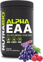 NutraBio Alpha EAA - All-Day Amino Acids for Muscle Growth and Hydration - Essential Amino Acids with Nootropics & Adaptogens- Full Spectrum EAA BCAA Powder - 30 Servings - Grape Berry Crush