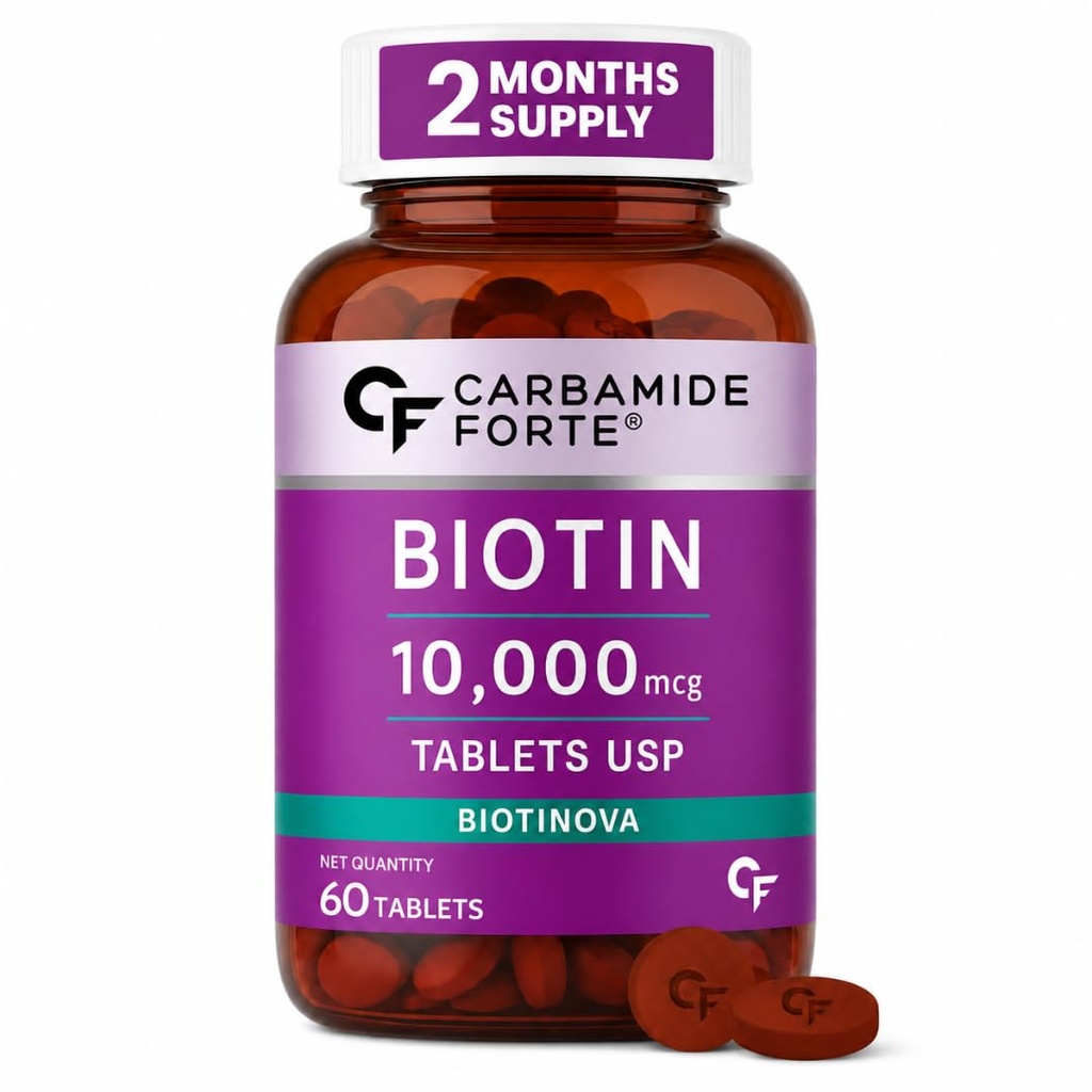 Carbamide Forte Biotin Tablets for Hair Growth | Biotin Supplement - 60 Tablets | Hair Supplements for Women & Men