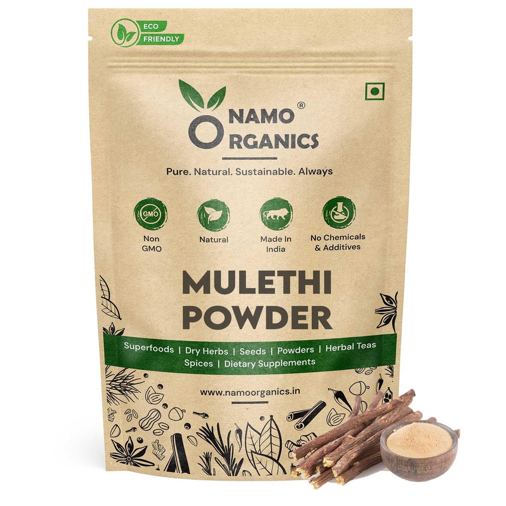 Namo - Mulethi Powder - 250g - Yashtimadhu - Double Filtered 100% Liquorice Powder for Face and Eating (throat)
