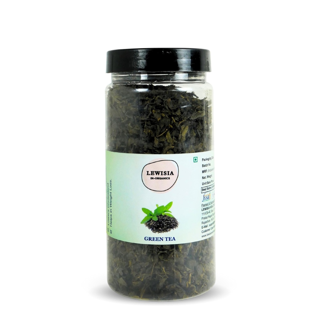 Lewisia Inorganics Green Tea Leaves 80g Pack I All Flavour I Zero Calories I Improves Metabolism & Reduces Waist I