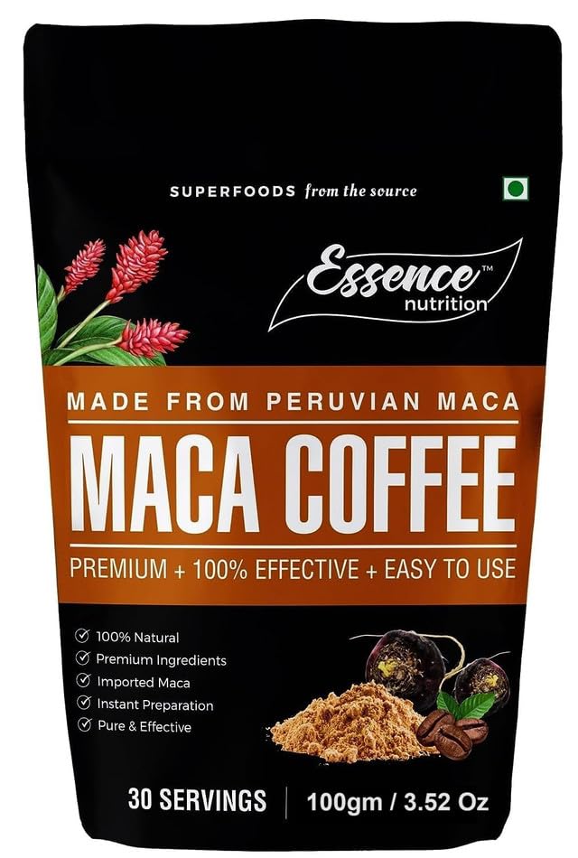 Essence Nutrition Maca Coffee For Men - (100Gm) - Pure & Effective Maca Root Powder Coffee For Men's Performance, Muscle Growth