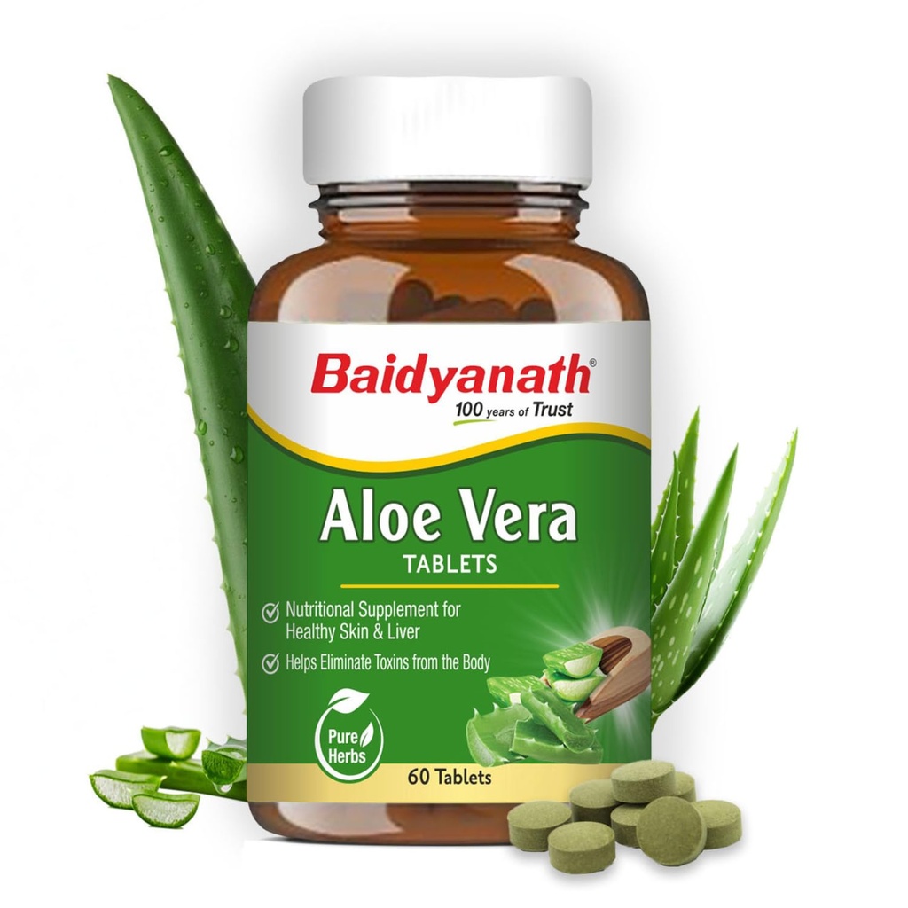 Baidyanath Ayurved Aloe Vera 60 Tablets | Nutritional Supplement For Healthy Skin And Liver | Eliminates Toxins And Boosts Immune System
