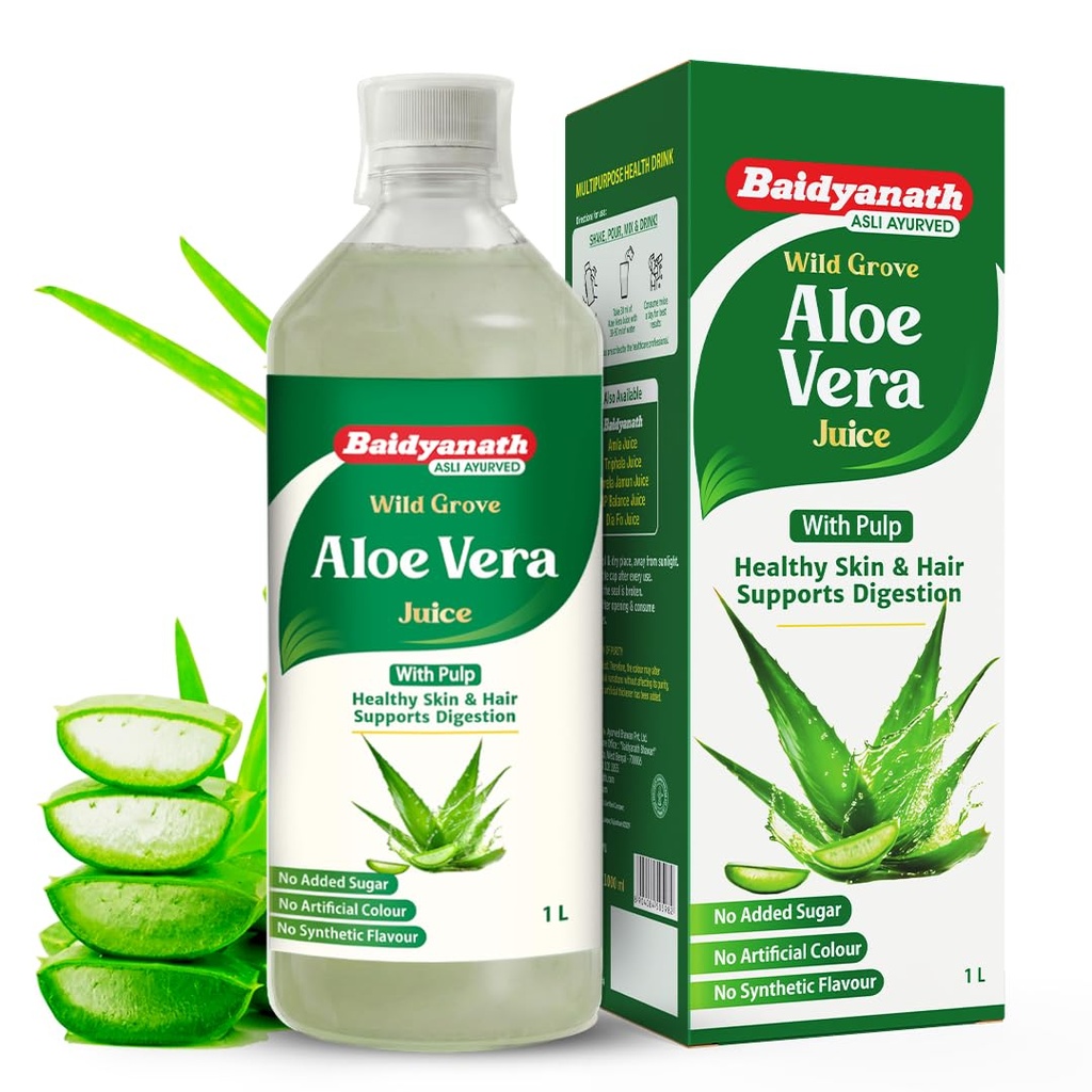 Baidyanath Aloe Vera Juice (with Pulp)- 1000ML | No Added Sugar | Source of Natural Nutrients, Boosts Immunity & Digestion (Pack of 1)