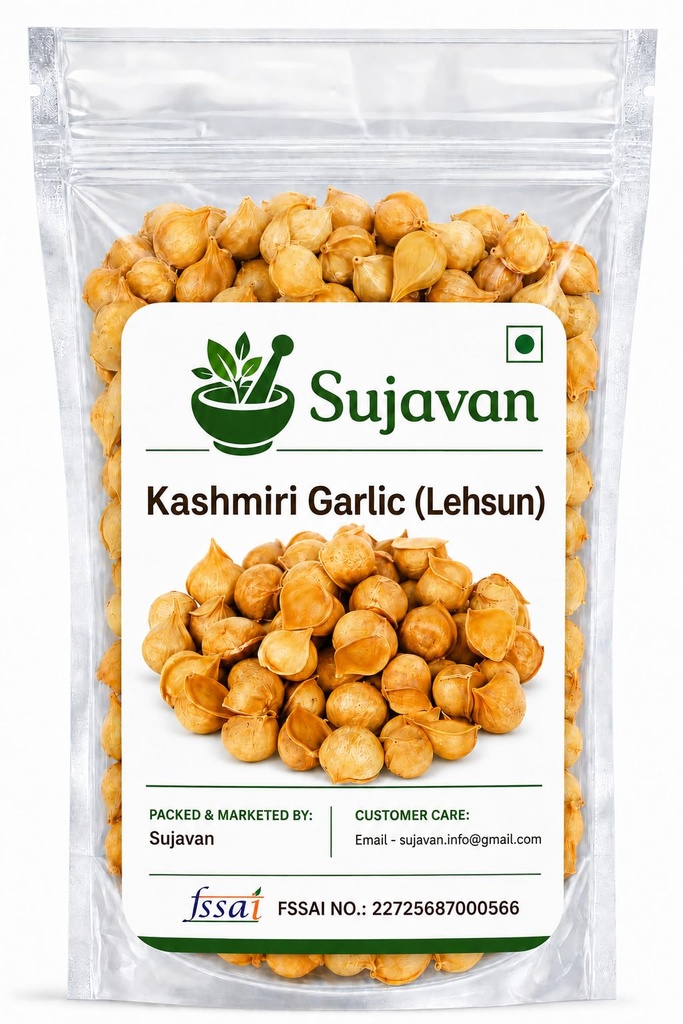 Sujavan Kashmiri Lehsun | Himalayan Single Clove Garlic - Kashmiri Lehsun - Snow Mountain Garlic - Allium sativum (100 gm)