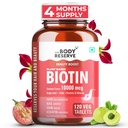 The Body Reserve Plant Based Biotin Tablets | Biotin from Sesbania with Amla & Grapeseed | Hair Vitamins for Men & Women Supporting Hair Growth & Hair Regrowth | Strong Hair, Skin & Nails | 120 Veg Tablets
