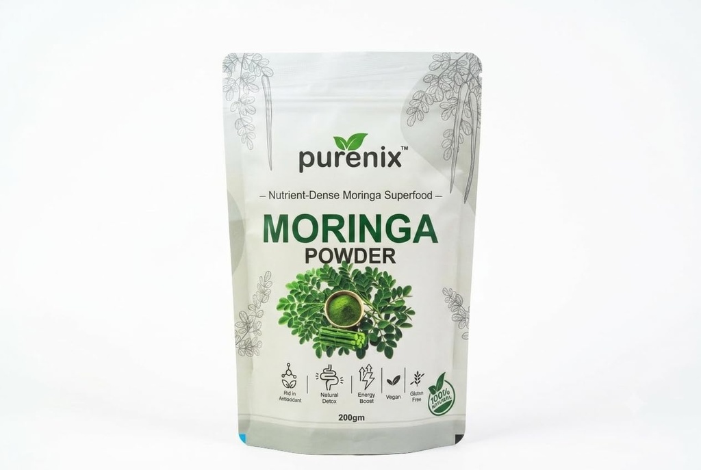 Moringa Powder 200g | 100% Natural Moringa Leaf Superfood Powder | Vegan & Gluten Free | For Smoothies Shakes Drinks Yogurt Oatmeal & Daily Nutrition