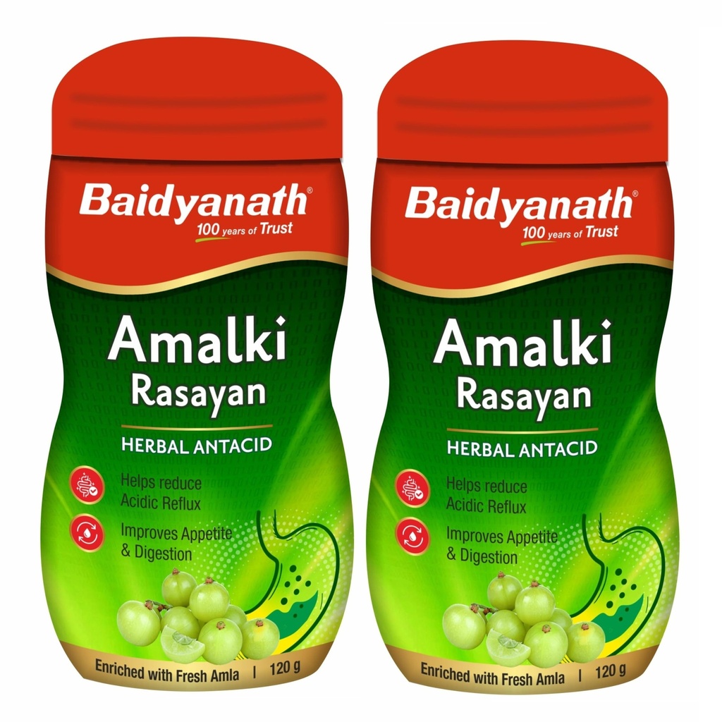 Baidyanath Ayurved Amalki Rasayan 120g - Herbal Antacid | Helps in reducing Acidic Reflux and balances Acid Secretions |Improves Appetite and Digestion | (Pack of 2)