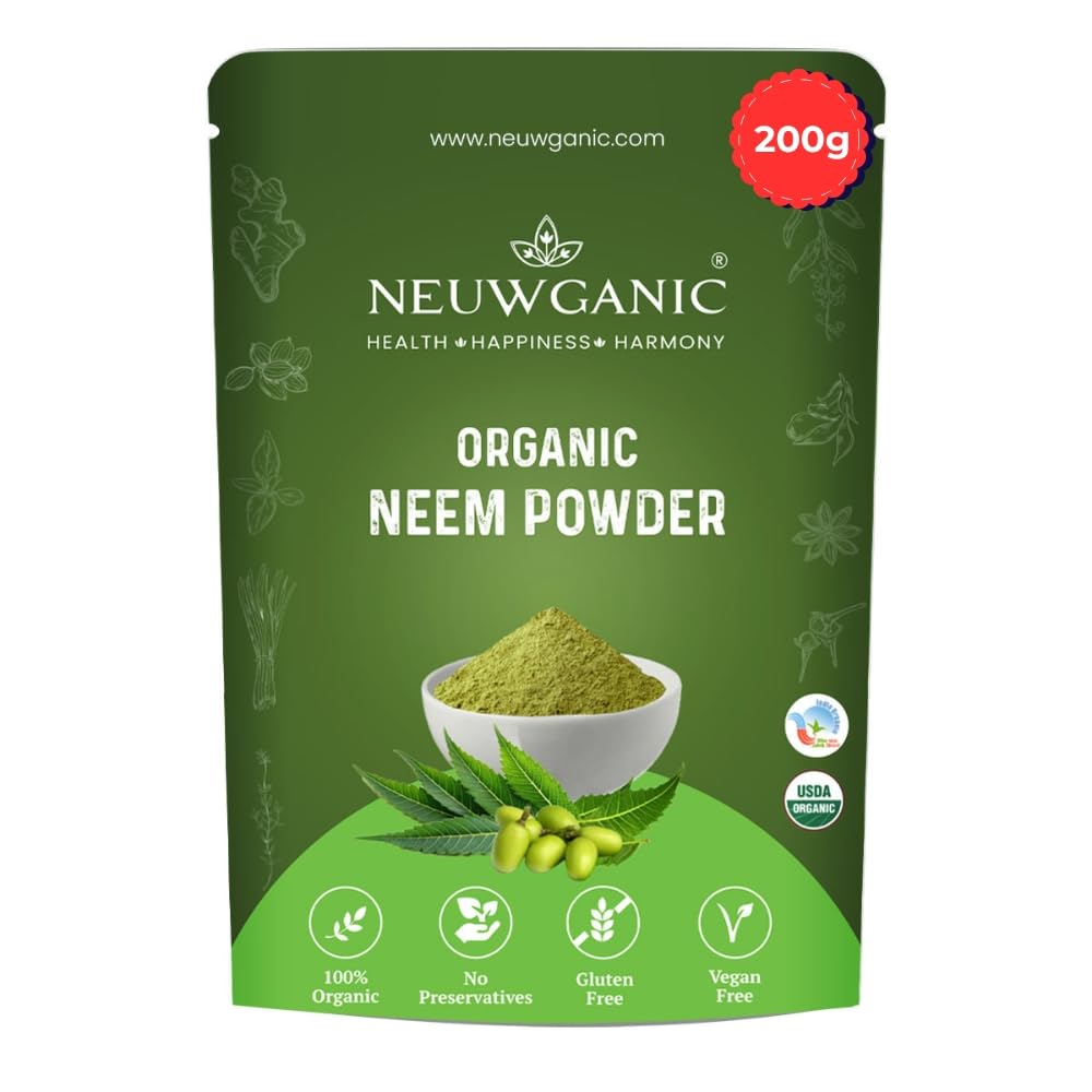 Organic Neem Leaf Powder - Neem Powder for Face Pack, Eating, Hair & Skin Care - 200 Gm - Pack of 1