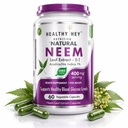 HealthyHey Nutrition Neem Leaf Extract (Indica), 60 Veg. Capsules - Natures Miracle Detoxifying Agent. Promotes Healthy Respiratory, Digestive and Immune System - No GMO. Gluten Free.