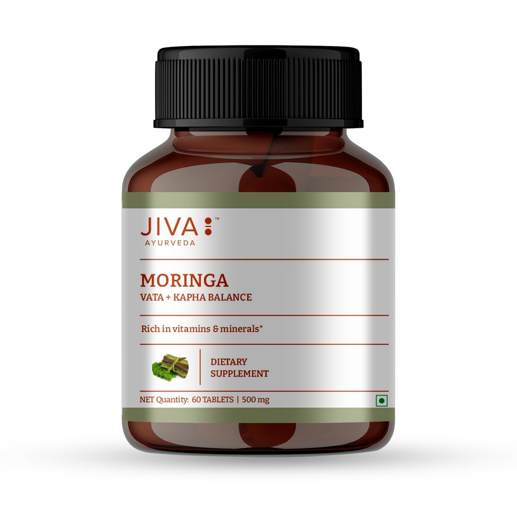 Jiva Moringa Tablets | Boosts Immunity, Energy & Digestion | Supports Heart Health, Skin & Hair | 100% Ayurvedic & Organic - 60 Tablets (Pack Of 1)
