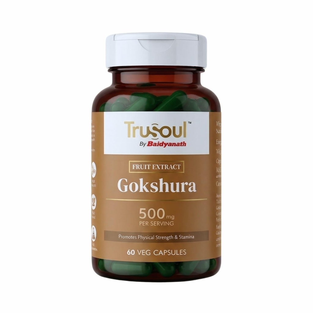 Baidyanath TruSoul Gokshura 60 Veg Capsules | Promotes Physical Strength & Stamina | Supports Men's Wellness | Enhances Immunity-Boosting