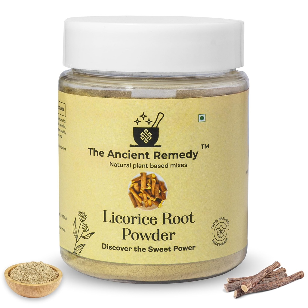 100% Pure & Natural Licorice Root/Mulethi Powder 110Gram Yashtimadhu For Health, Skin and Hair Care, Atimadhuram Podi/Athimadhura Hittu Powder- Pack Of 1